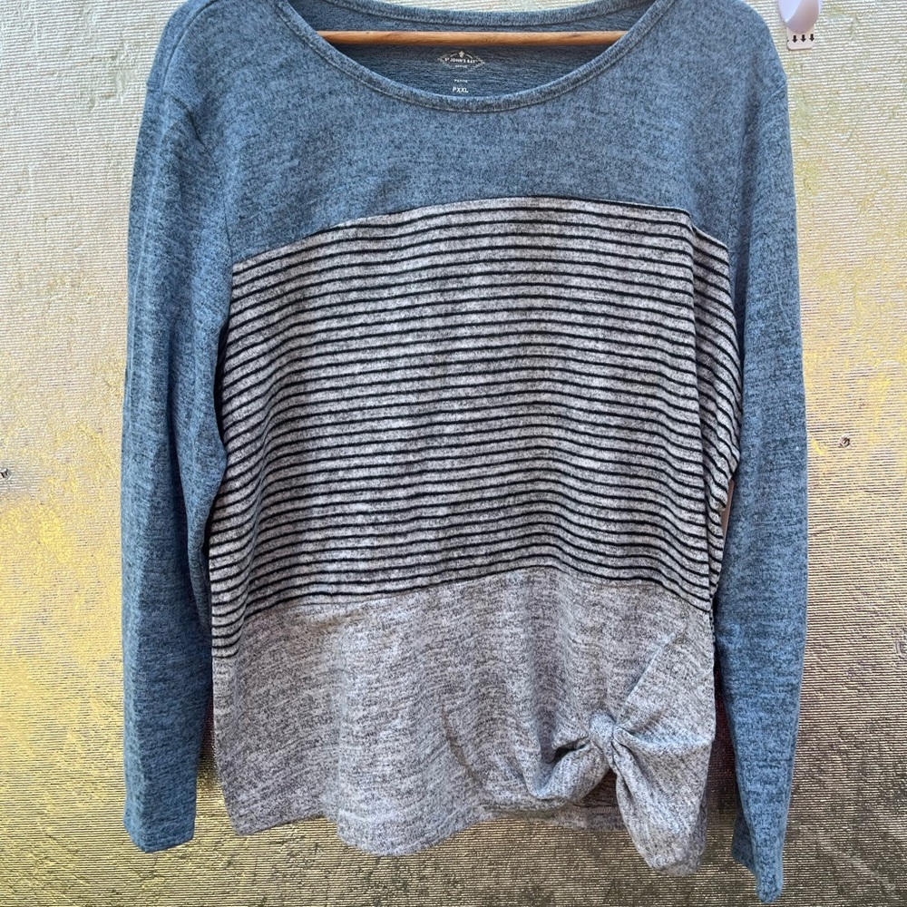 St. John's Bay Blue and Gray Striped Blouse